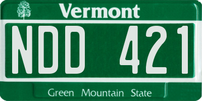 VT license plate NDD421