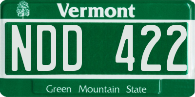 VT license plate NDD422