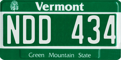 VT license plate NDD434