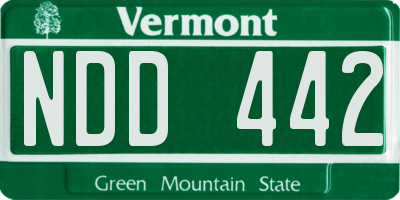 VT license plate NDD442