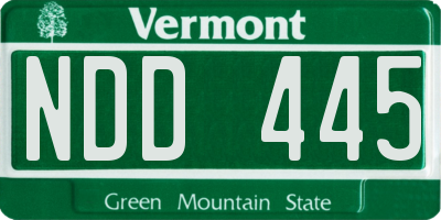 VT license plate NDD445