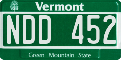 VT license plate NDD452
