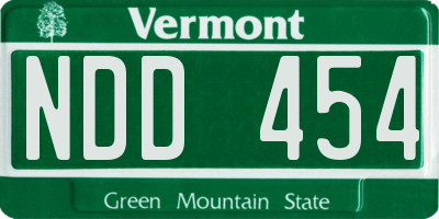 VT license plate NDD454