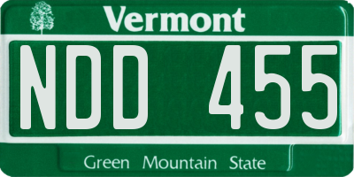 VT license plate NDD455