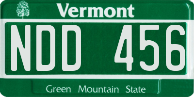 VT license plate NDD456