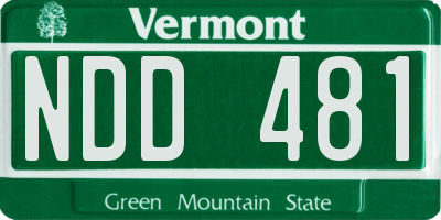 VT license plate NDD481