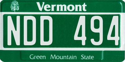 VT license plate NDD494