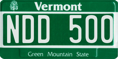 VT license plate NDD500