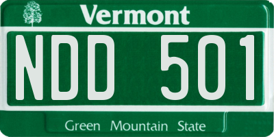 VT license plate NDD501