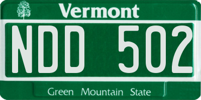 VT license plate NDD502