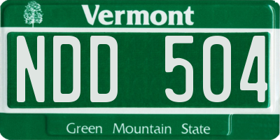 VT license plate NDD504