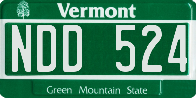 VT license plate NDD524