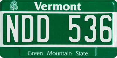 VT license plate NDD536