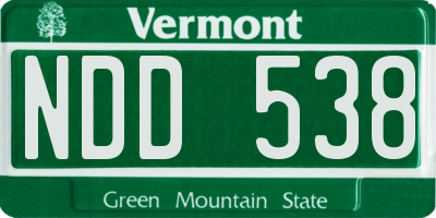 VT license plate NDD538