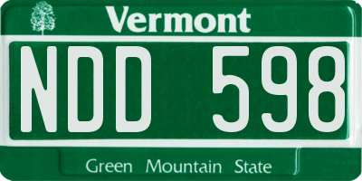 VT license plate NDD598