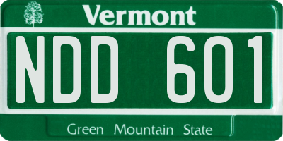VT license plate NDD601