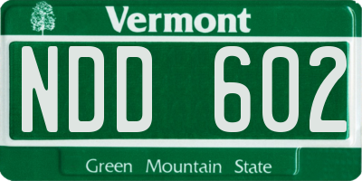 VT license plate NDD602