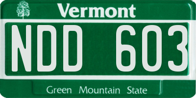 VT license plate NDD603