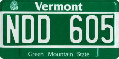 VT license plate NDD605