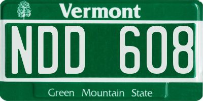 VT license plate NDD608
