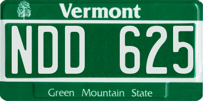 VT license plate NDD625