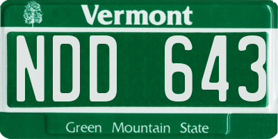 VT license plate NDD643