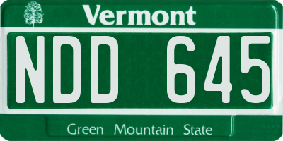 VT license plate NDD645