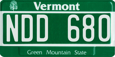 VT license plate NDD680