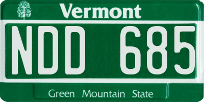 VT license plate NDD685