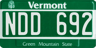 VT license plate NDD692