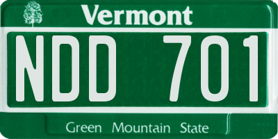 VT license plate NDD701