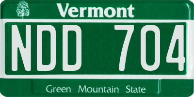 VT license plate NDD704
