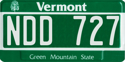 VT license plate NDD727