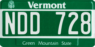 VT license plate NDD728
