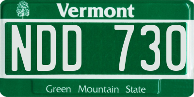 VT license plate NDD730