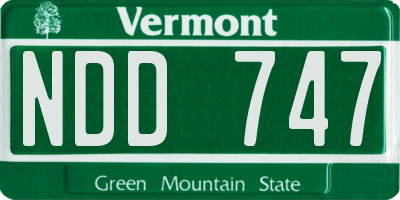 VT license plate NDD747