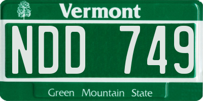VT license plate NDD749