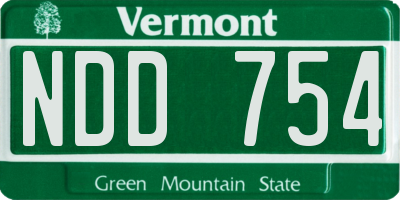 VT license plate NDD754