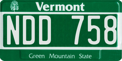 VT license plate NDD758