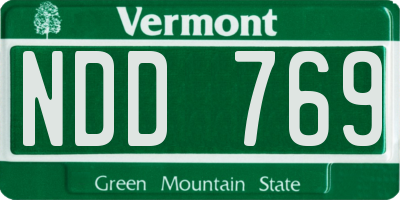 VT license plate NDD769