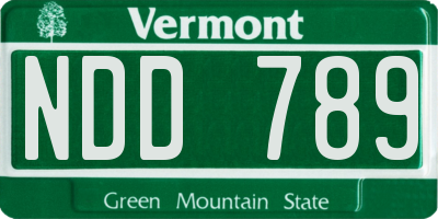 VT license plate NDD789
