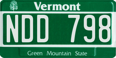 VT license plate NDD798