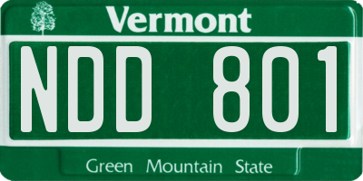 VT license plate NDD801
