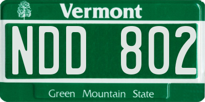 VT license plate NDD802