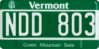 VT license plate NDD803