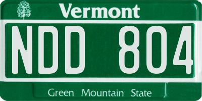 VT license plate NDD804