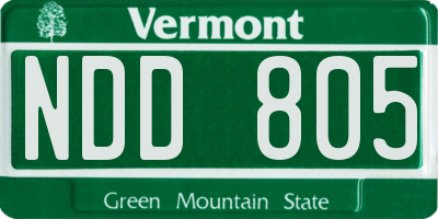 VT license plate NDD805
