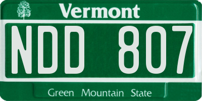 VT license plate NDD807