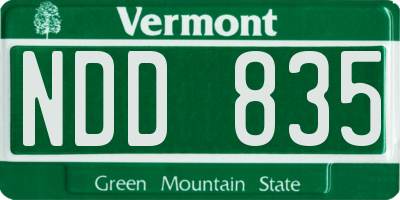 VT license plate NDD835