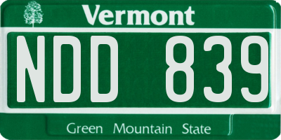 VT license plate NDD839